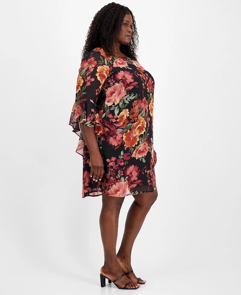 Connected Plus Printed Round-Neck Sheath Dress