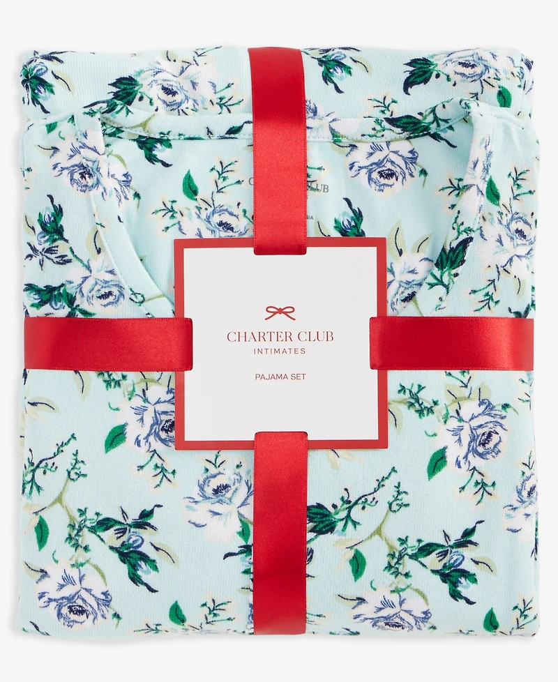 Charter Club Women's 2-Pc. Printed Long-Sleeve Packaged Pajamas Set, Created for Macy's