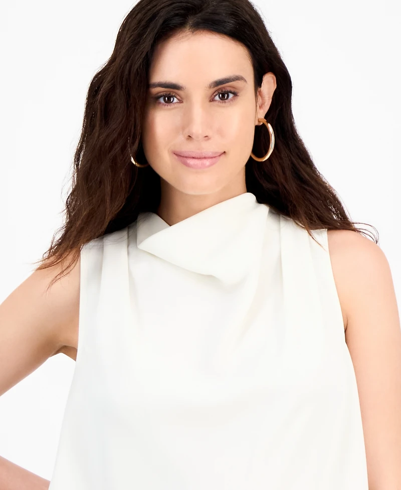 I.n.c. International Concepts Petite Draped-Neck Sleeveless Top, Macy's Exclusive