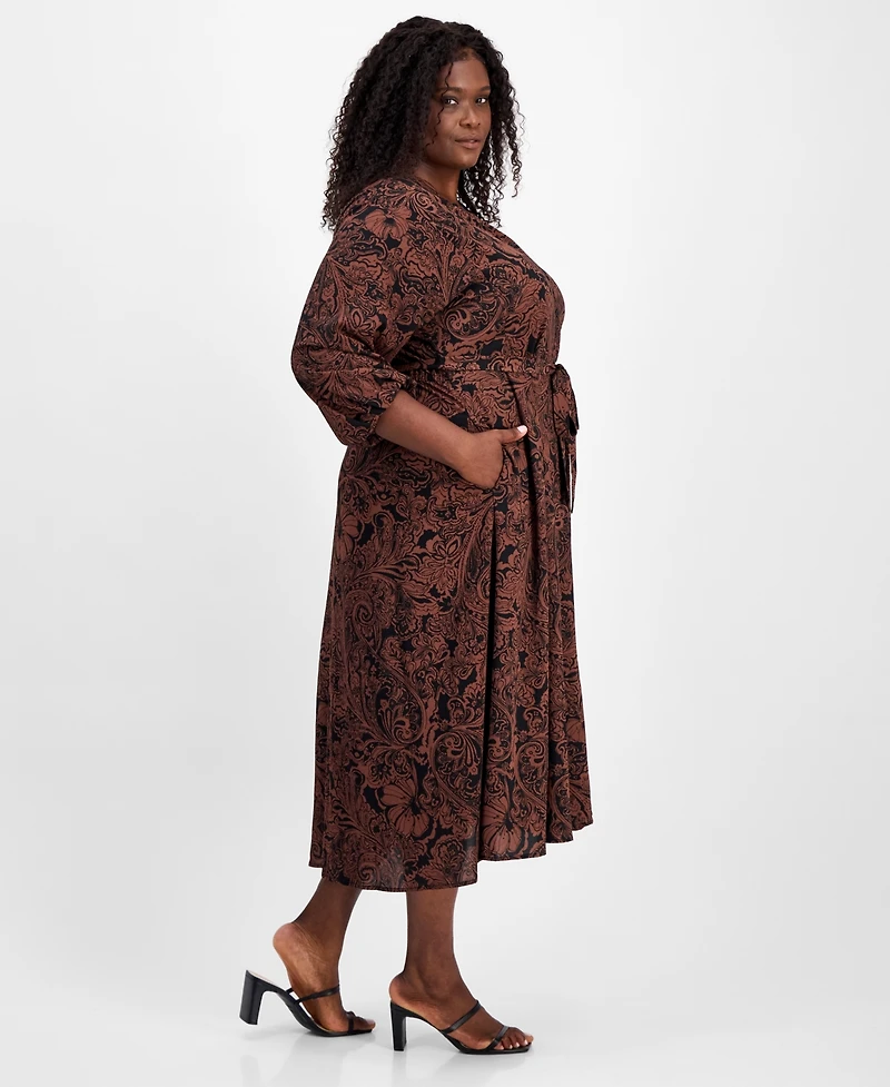 Robbie Bee Plus Paisley-Print Shirtdress