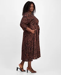 Robbie Bee Plus Paisley-Print Shirtdress