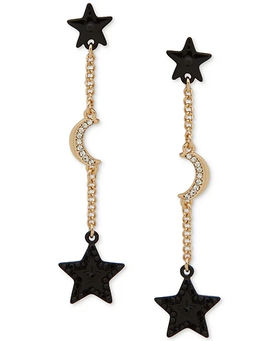 Karl Lagerfeld Paris Pave Star & Moon Linear Drop Earrings