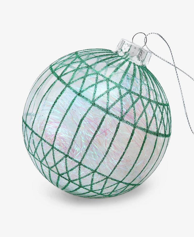 Holiday Lane Enchanted Emerald Green and Clear Glass Ball Ornament, Macy's Exclusive