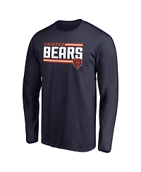 Fanatics Mto Label Men's Navy Chicago Bears Iconic Collection on Side Stripe Long Sleeve T-Shirt