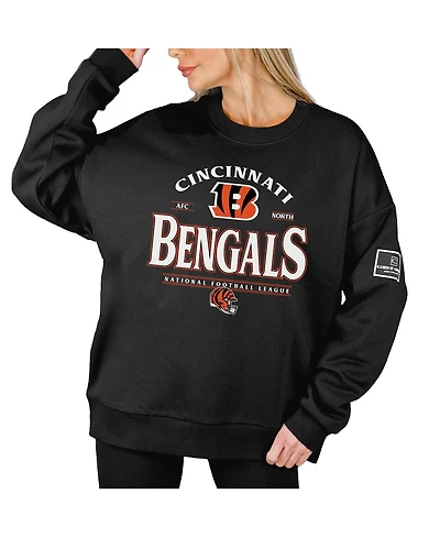 Gameday Couture Women's Black Cincinnati Bengals Oversized Players Only Label Pullover Sweatshirt