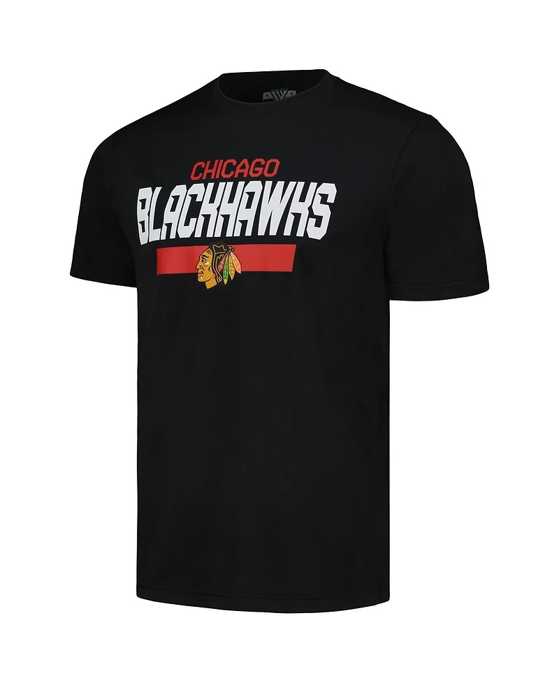 LevelWear Men's Connor Bedard Black Chicago Blackhawks Anthem Name Number Player T-Shirt