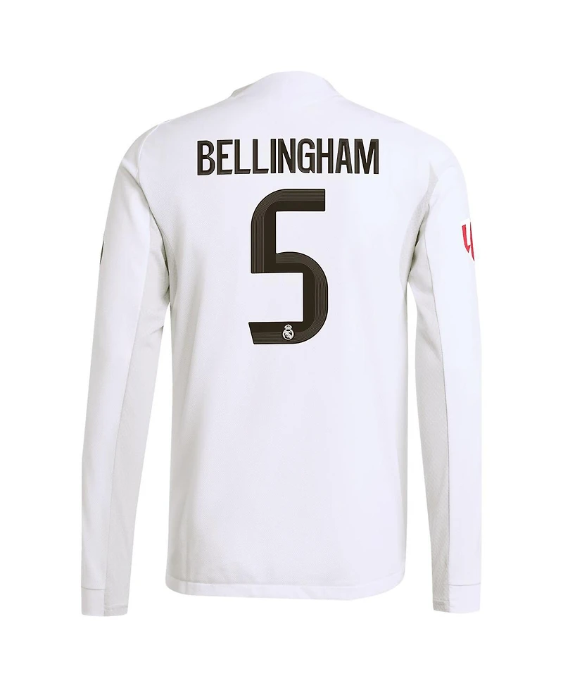Adidas Men's Jude Bellingham White Real Madrid 2025/26 Home Authentic Long Sleeve Jersey