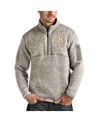 Antigua Men's Oatmeal Houston Astros Fortune Quarter-Zip Pullover Jacket