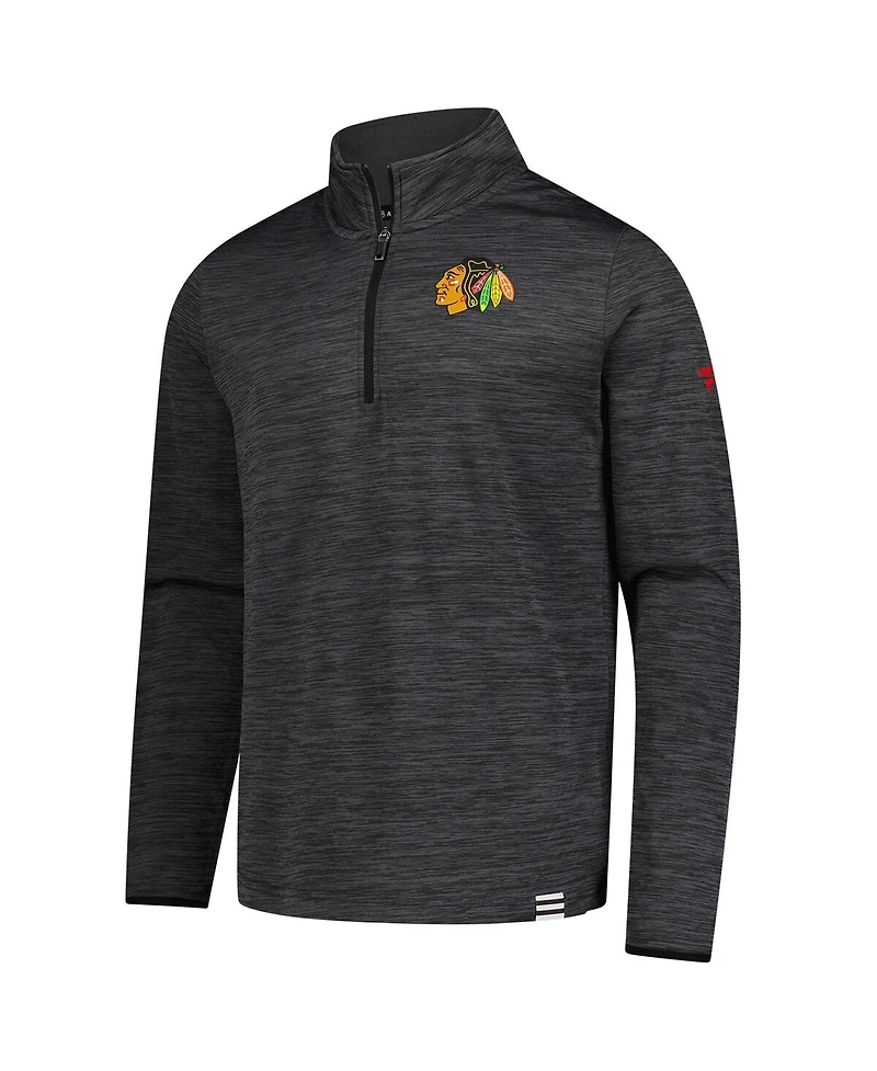 Fanatics Men's Heather Charcoal Chicago Blackhawks Authentic Pro Lightweight Quarter-Zip Pullover Hoodie