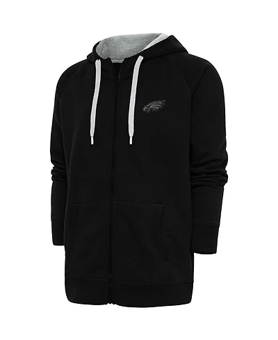 Antigua Men's Black Philadelphia Eagles Tonal Logo Victory Full-Zip Hoodie