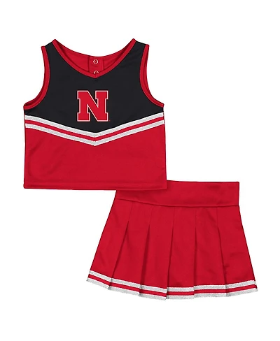 Colosseum Girls Toddler 2-Piece Scarlet Nebraska Huskers Time For Recess Cheer Top and Skirt Set