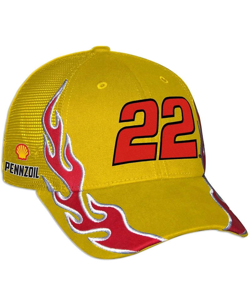 Checkered Flag Sports Men's and Women's Yellow Joey Logano Shell Pennzoil Flame Trucker Adjustable Hat