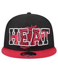 New Era Men's Black/Red Miami Heat Sport Night Splatter 2-Tone 9FIFTY Snapback Hat