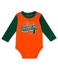 Outerstuff Baby Boys and Girls 2-Piece Hunter Green Miami Hurricanes Double Up Long Sleeve Bodysuit Pants Set