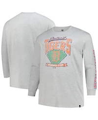 '47 Brand Men's Gray Detroit Tigers Big Tall Distressed Franklin Long Sleeve T-Shirt