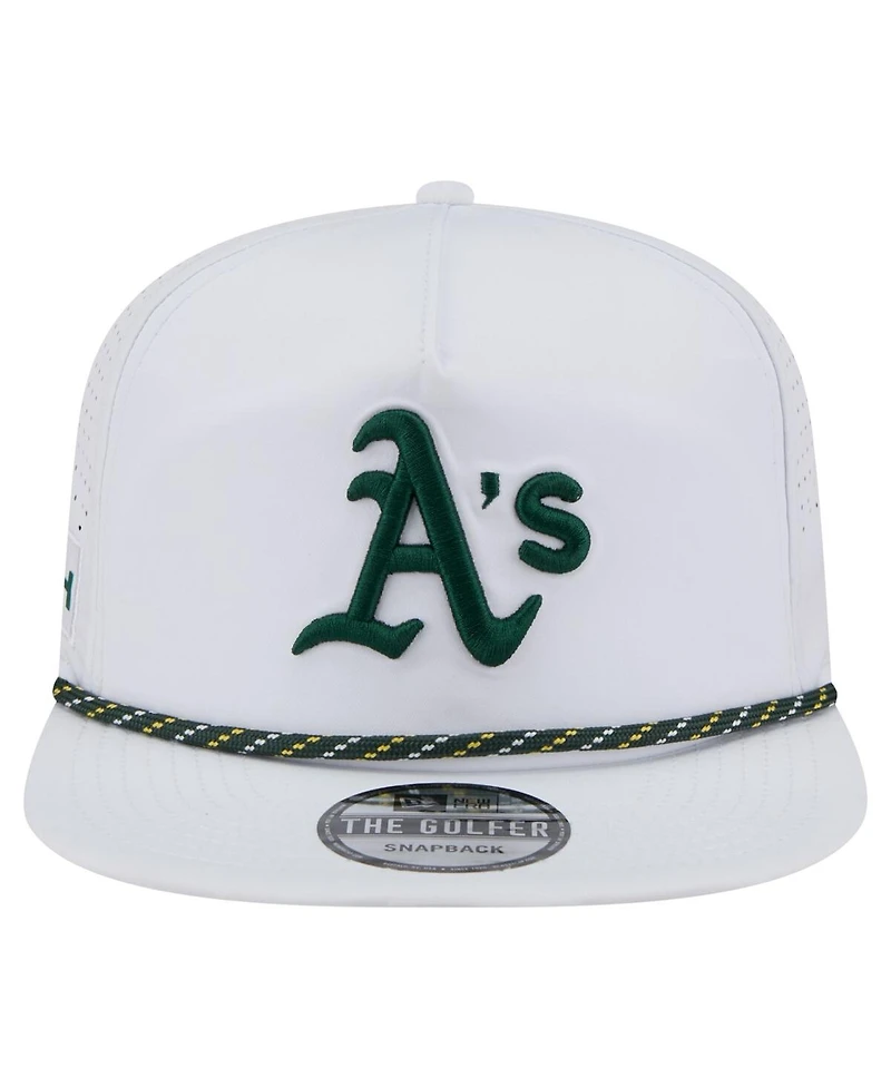 New Era Men's White Athletics Perforated Golfer Snapback Hat