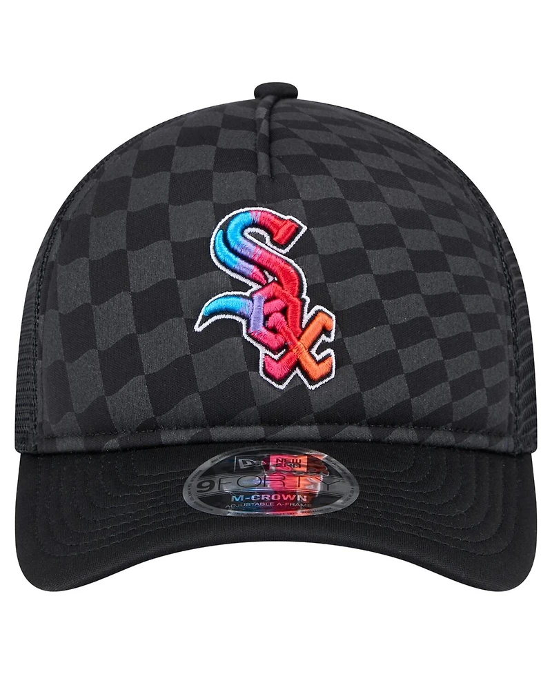 New Era Men's Black Chicago White Sox Gradient 9FORTY A-Frame M-Crown Trucker Adjustable Hat