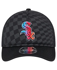 New Era Men's Black Chicago White Sox Gradient 9FORTY A-Frame M-Crown Trucker Adjustable Hat