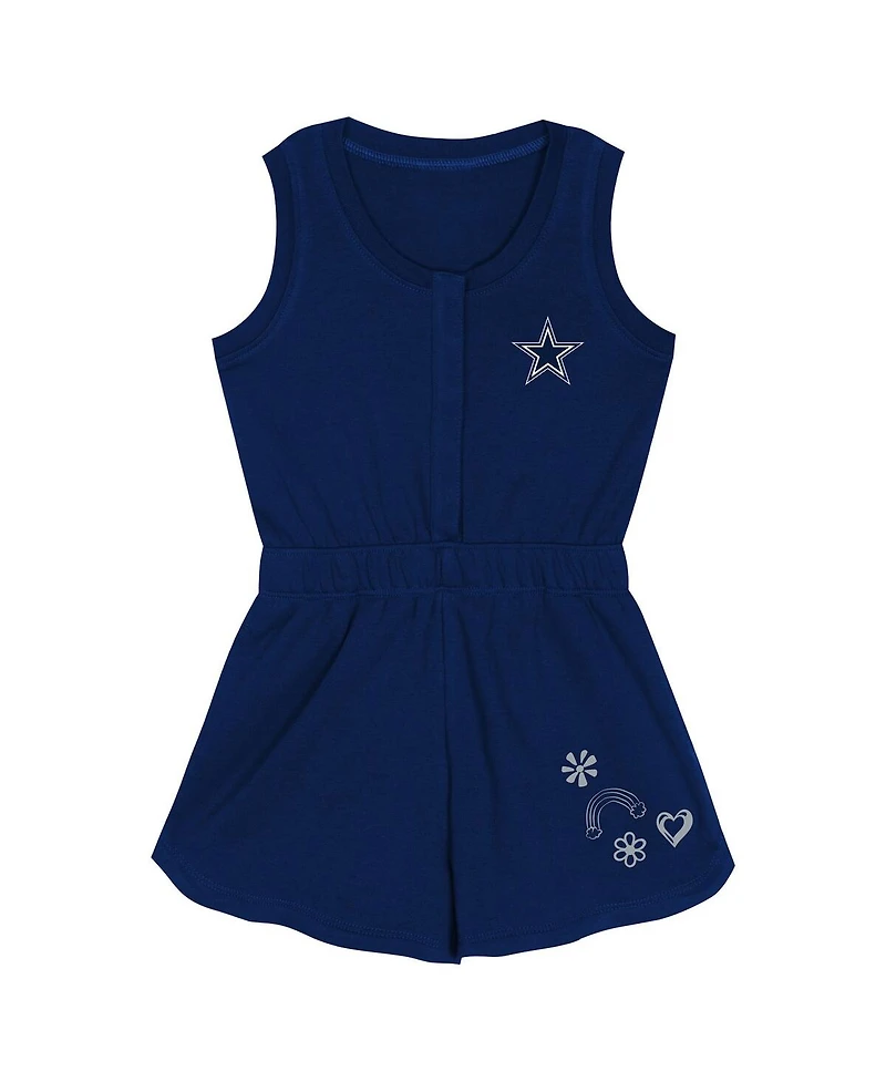 Outerstuff Girls Toddler Navy Dallas Cowboys Super Girl Romper
