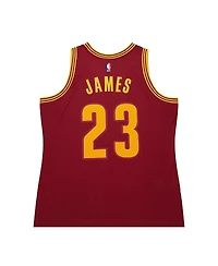 Mitchell & Ness Men's LeBron James Wine Cleveland Cavaliers Hardwood Classics 2015/16 Authentic Jersey