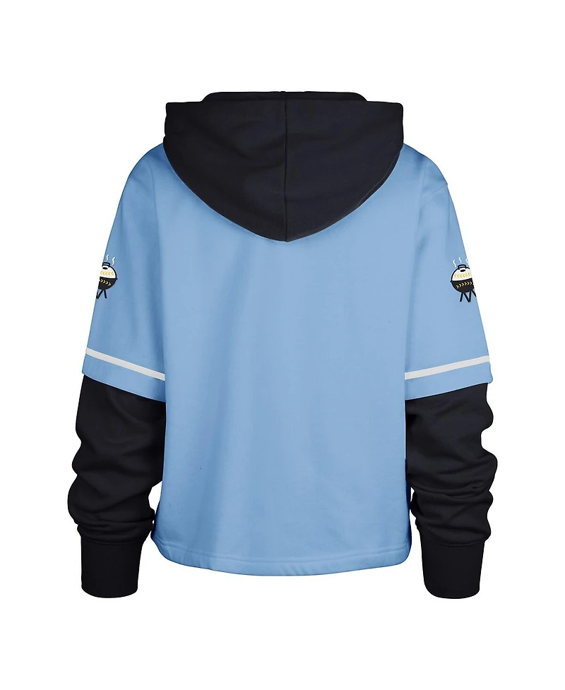 '47 Brand Women's Powder Blue Milwaukee Brewers City Connect Shortstop Cropped Pullover Hoodie