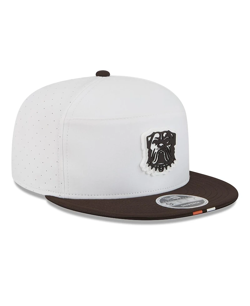 New Era Men's White/Brown Cleveland Browns 2025 Nfl Training Camp Split Panel 9FIFTY Snapback Hat