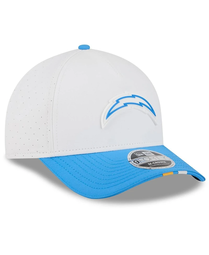 New Era Men's White/Powder Blue Los Angeles Chargers 2025 Nfl Training Camp A-Frame 9FORTY Adjustable Hat