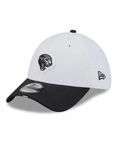 New Era Men's White/Black Jacksonville Jaguars 2025 Nfl Training Camp Throwback Logo 39THIRTY Flex Hat