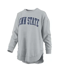 Pressbox Women's Gray Penn State Nittany Lions Melange Poncho Vintage Fleece Long Sleeve Pullover Sweatshirt