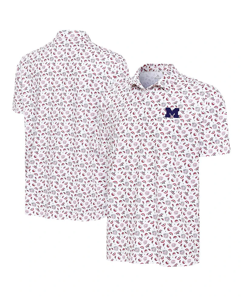 Antigua Men's White Michigan Wolverines Independence Day Polo Shirt