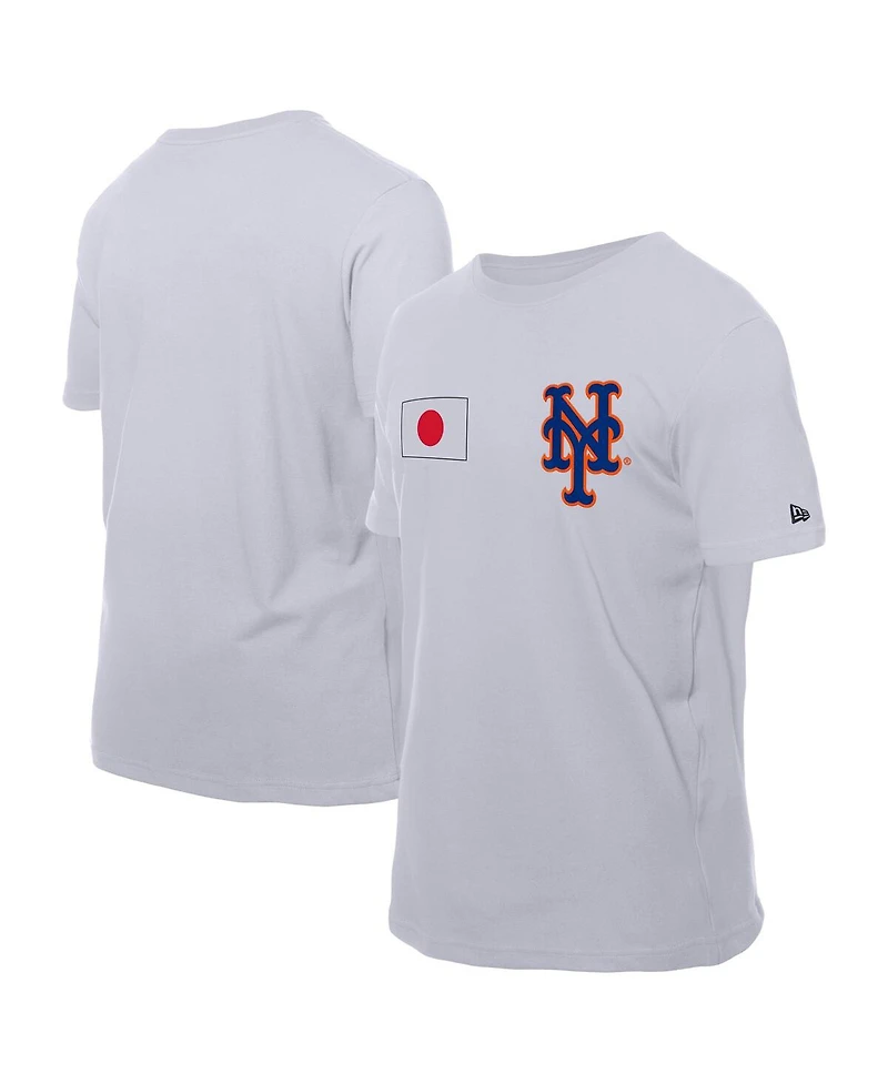 New Era Men's White York Mets Japanese Flag T-Shirt