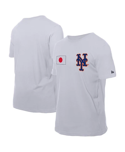 New Era Men's White York Mets Japanese Flag T-Shirt
