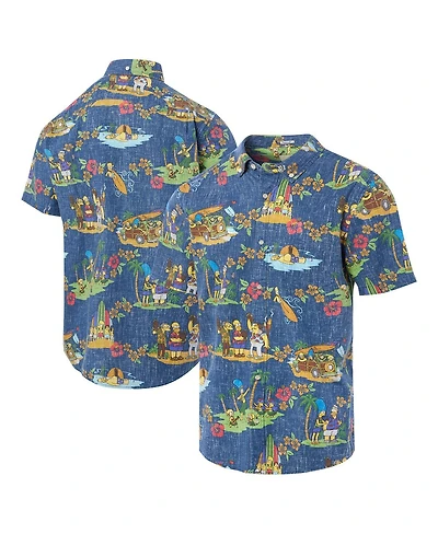 Reyn Spooner Men's Navy The Simpsons Hawaiian Vacation Tailored Button-Down Shirt