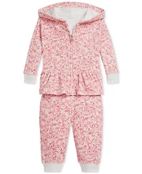 Polo Ralph Lauren Baby Girls Floral Velour Hoodie & Pant Set