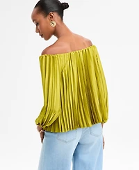 I.n.c. International Concepts Women's Off-The-Shoulder Pleated Blouse, Macy's Exclusive