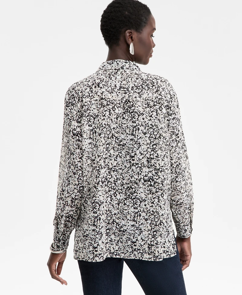I.n.c. International Concepts Women's Printed Button-Front Shirt, Macy's Exclusive
