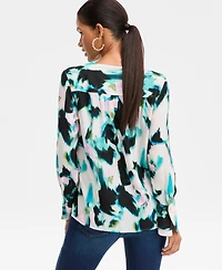 I.n.c. International Concepts Women's Printed Surplice-Neck Blouse, Macy's Exclusive