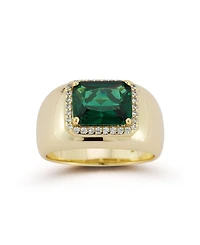 Rachel Zoe 14K Gold Plated Sterling Silver Green Radiant Cut Dome Ring
