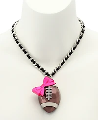 Betsey Johnson Pink Kick Off Bow Football Pendant Statement Necklace