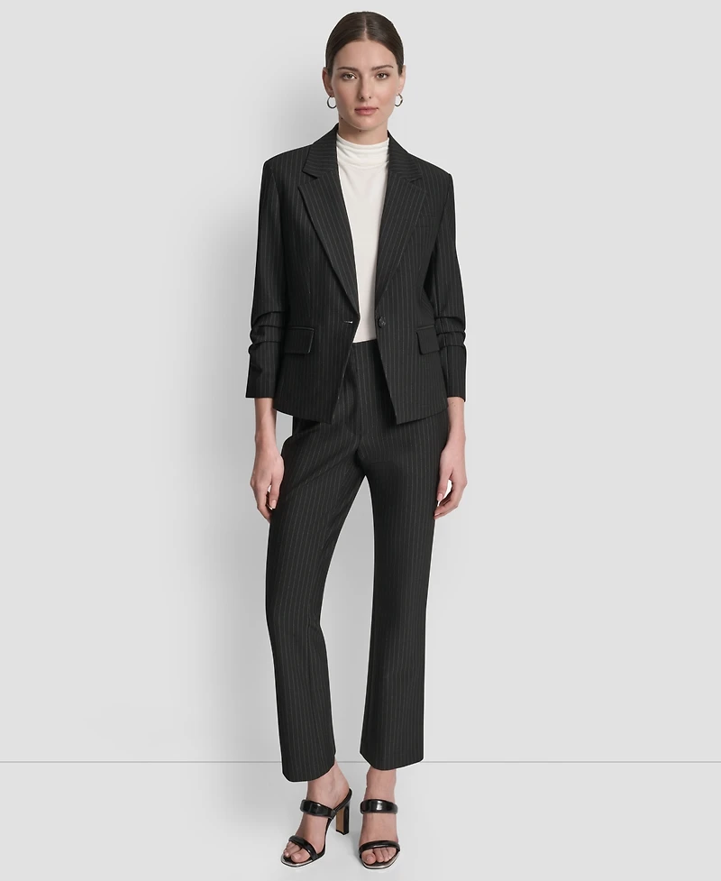 Dkny Women's Pinstripe Ruched-Sleeve One-Button Blazer