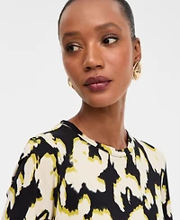 I.n.c. International Concepts Women's Cotton Printed Ruched-Waist T-Shirt, Macy's Exclusive