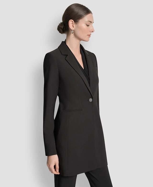 Dkny Women's Single-Button Long-Sleeve Blazer, Regular Petite