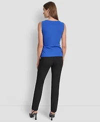 Dkny Women's Sleeveless Side-Slit Ruched Top