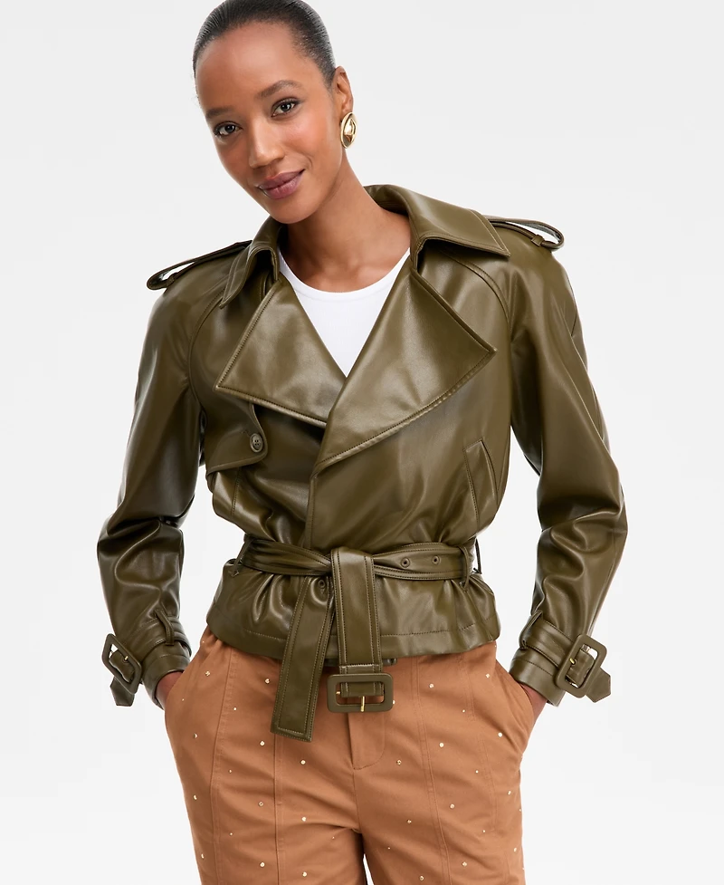 I.n.c. International Concepts Women's Faux-Leather Biker Jacket, Macy's Exclusive