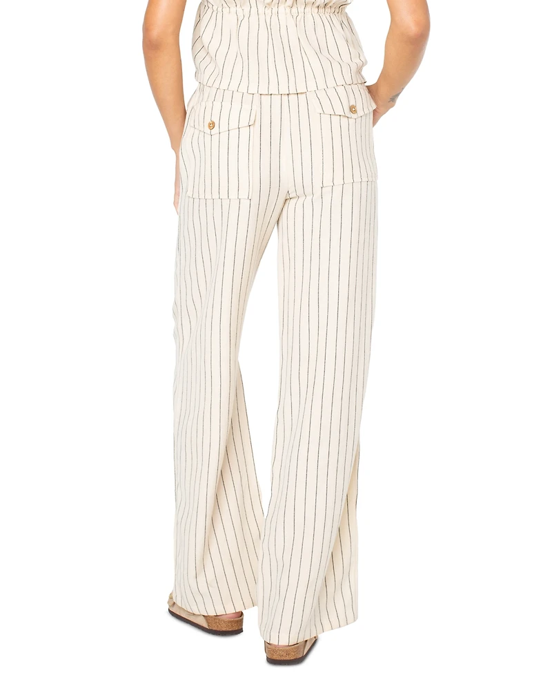 Roxy Juniors' Iyla Striped Wide-Leg Pull-On Pants
