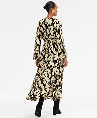 I.n.c. International Concepts Women's Printed Surplice-Neck Maxi Dress, Macy's Exclusive