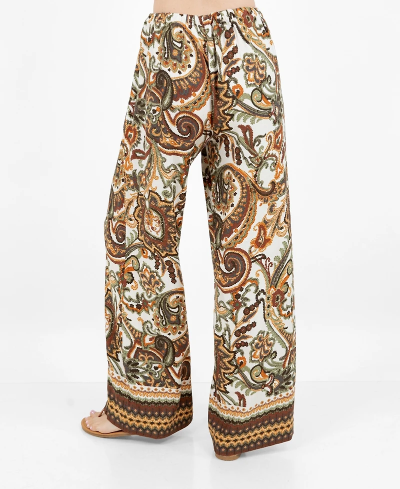 Fever Women's Boarder Printed Drawstring Pants