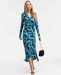 I.n.c. International Concepts Women's Printed Long Sleeve Collared Maxi Dress, Macy's Exclusive