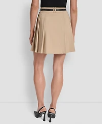 Dkny Women's Lined Belted Pleated Mini Skirt
