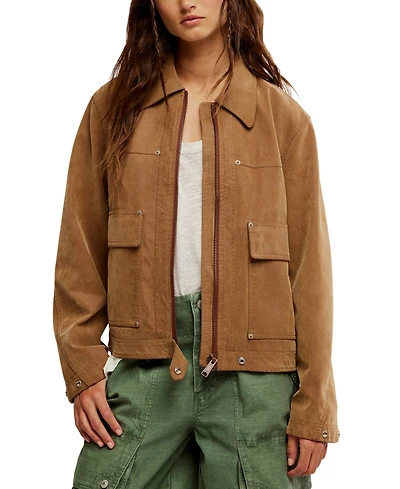 Free People Women's Blair Faux-Suede Wide-Sleeve Jacket